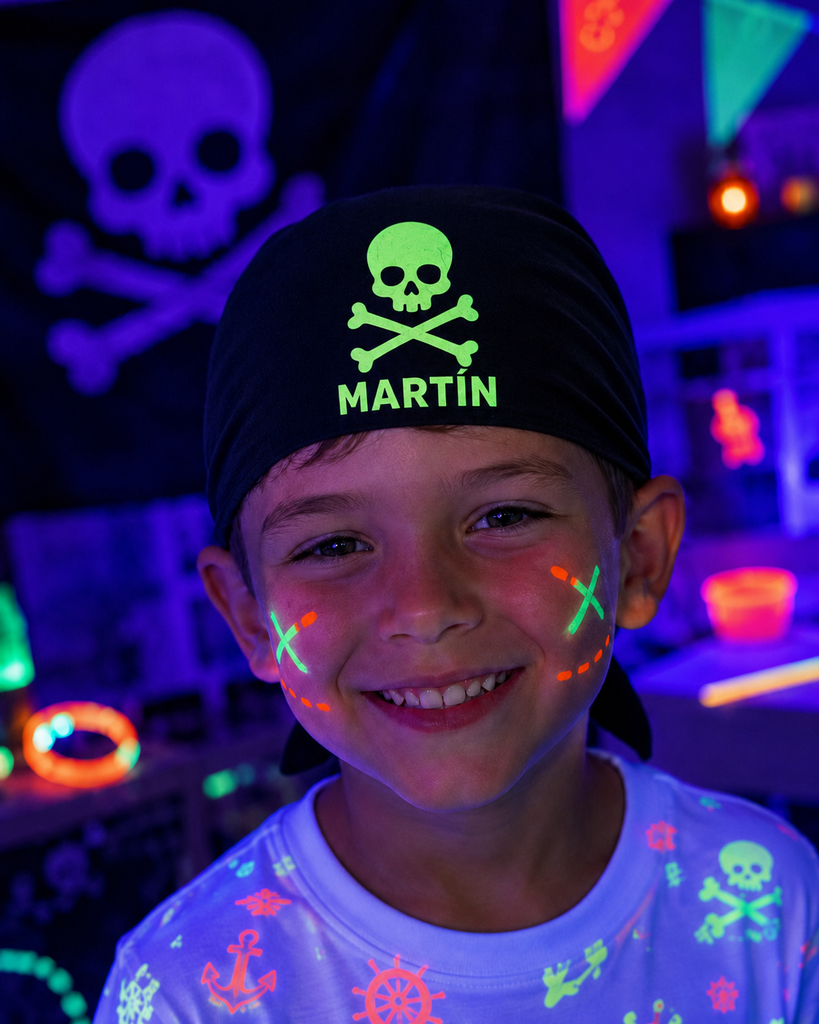 Pañuelo pirata flúor personalizado disfraz.webp
