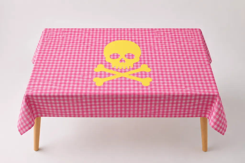 Mantel vichy neón rosa calavera grande fluor amarilla definitiva.webp