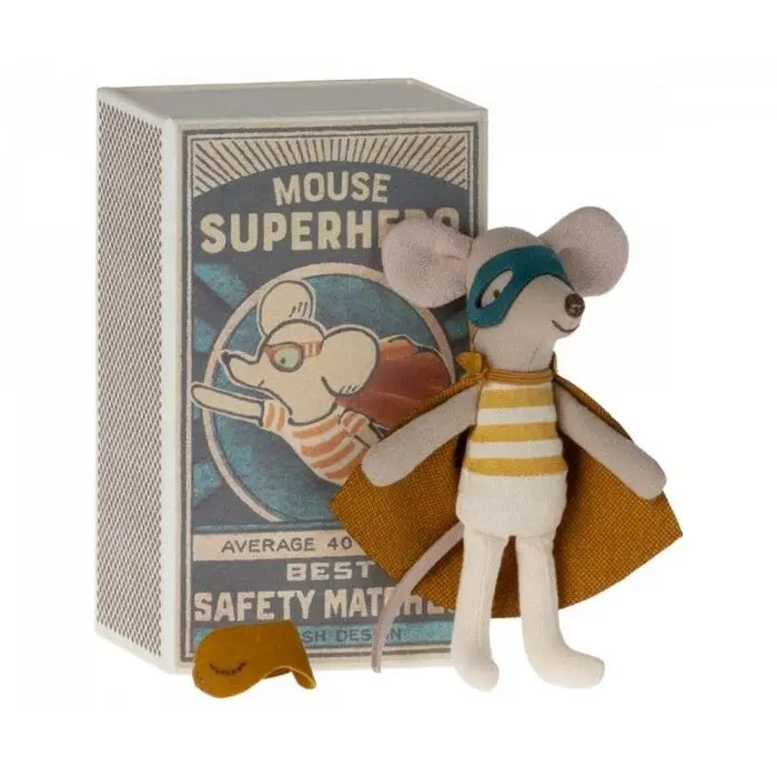 Superhero mouse in matchbox