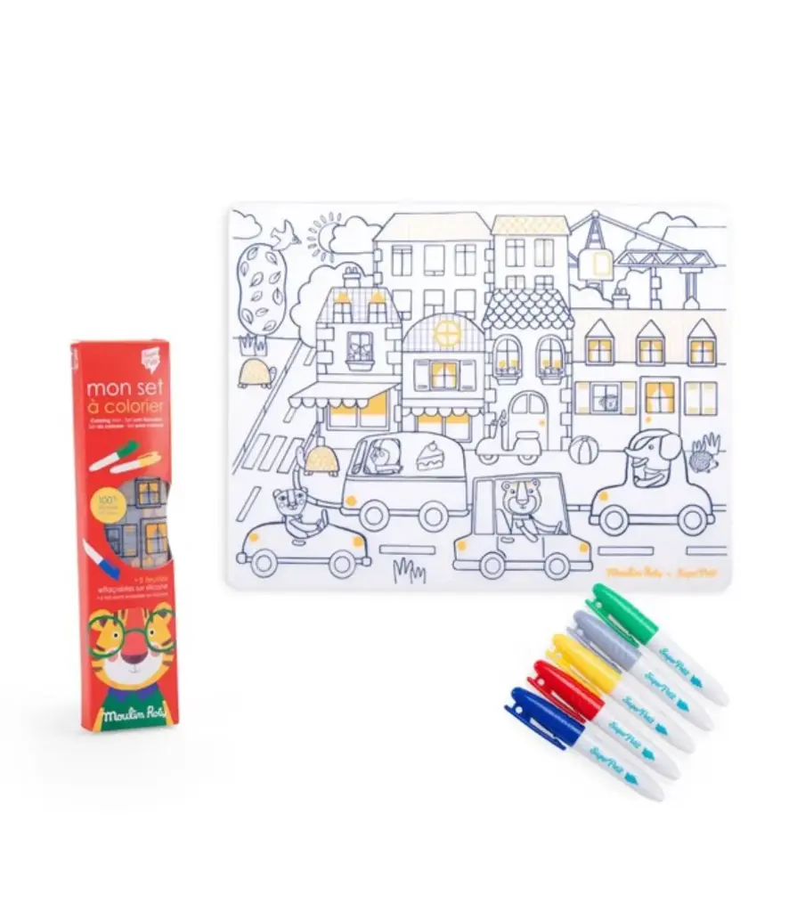 Set para colorear mantel de silicona la ciudad