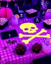 Mantel Pirata vichy neón rosa de algodón orgánico