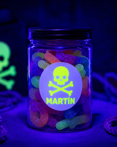 Pegatinas Pirata neón Personalizadas en Papel