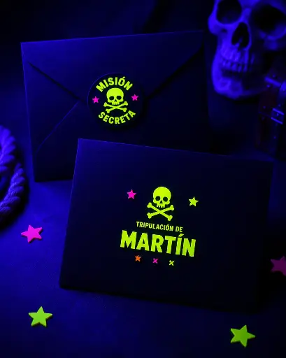 Sobres pirata personalizados neón