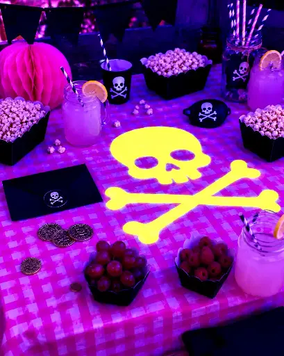 Mantel Pirata vichy neón rosa de algodón orgánico