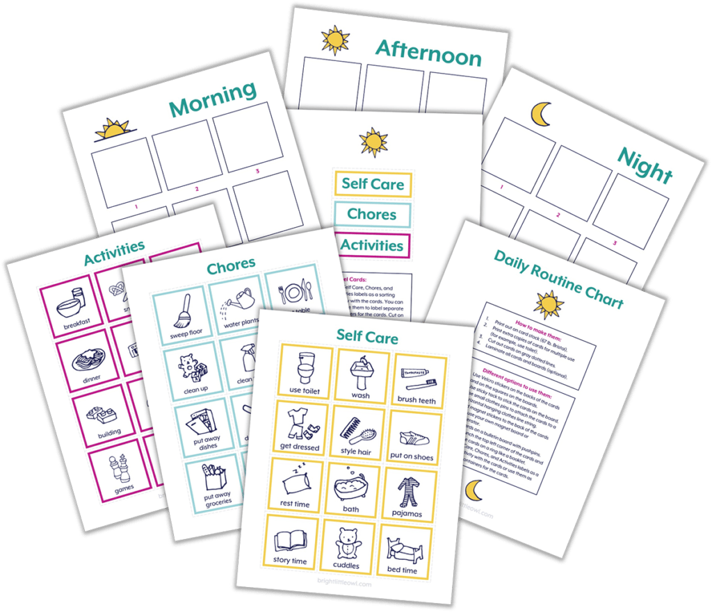Currículo de lenguaje Montessori, tabla de rutina diaria para niños