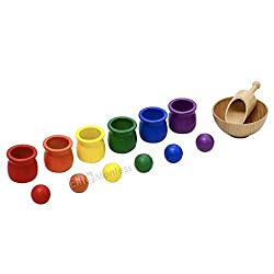 set de juego con pelotas y vasos clasificados por colores regalo Montessori para niños de 3 años